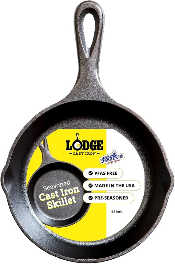 Sartén pequeña Lodge de hierro fundido curado de 16 cm con asa larga