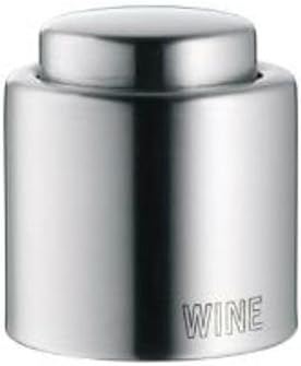 Tapón WMF metálico cilíndrico con botón superior y grabado WINE