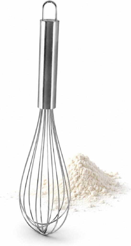 Batidor Fackelmann de acero inoxidable de 26 cm con gancho para colgar