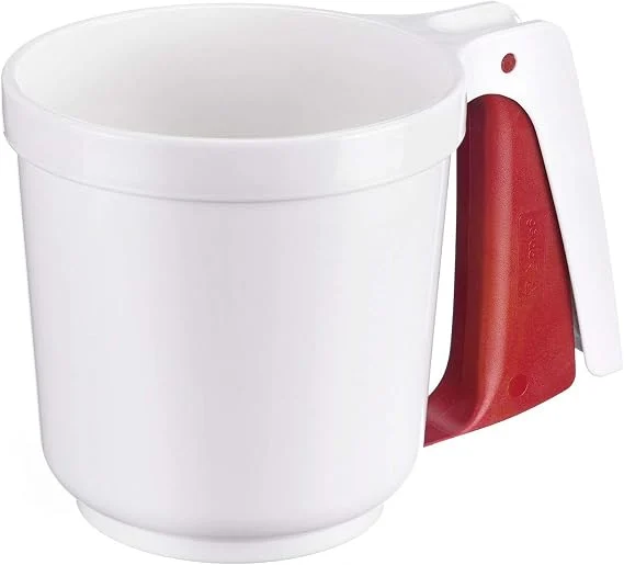 Tamizador Westmark blanco y rojo con mango de presión para harina