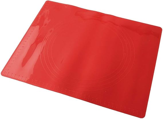 Tapete rojo de silicona platino Dr. Oetker con círculos y regla lateral