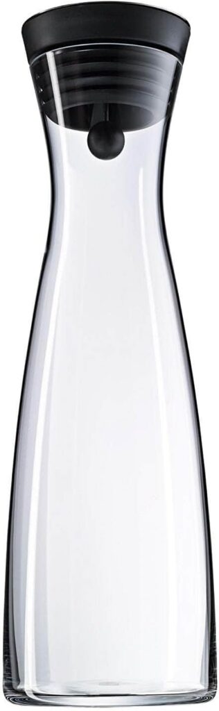 Jarra WMF Basic de vidrio transparente de 1,5 litros con tapa negra y cierre CloseUp