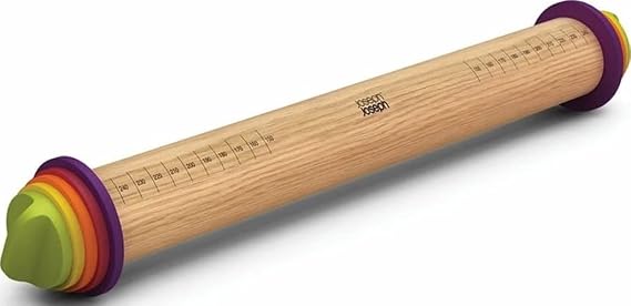 Rodillo ajustable de madera Joseph Joseph con aros de colores y escala lineal