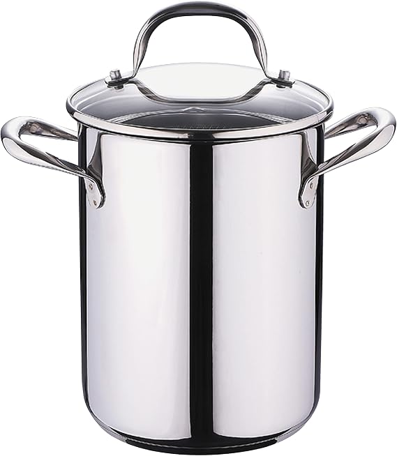 Olla BERGNER Gourmet de acero inoxidable con tapa de vidrio y escurridor integrado