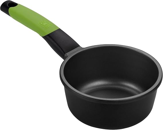 Cazo BRA Prior negro de aluminio fundido antiadherente de 16 cm con mango verde y negro