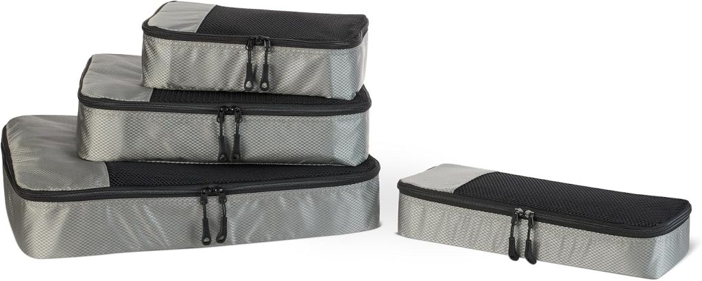 Organizadores de maleta: Amazon Essentials, cuatro cubos grises con malla