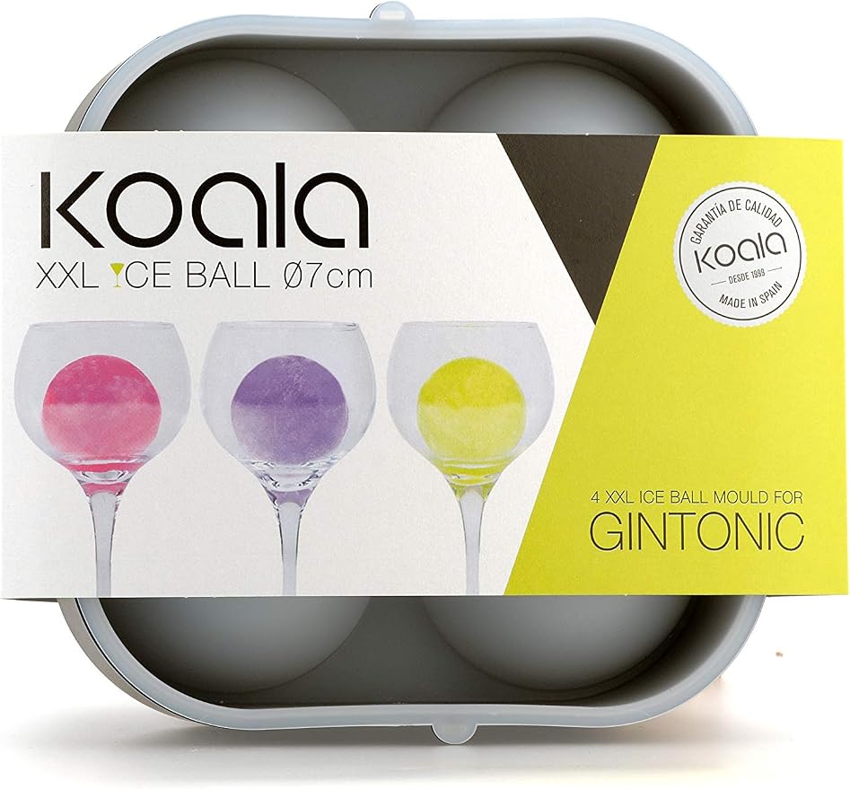 Molde Koala gris con tapa para cuatro bolas de hielo XXL de siete centímetros