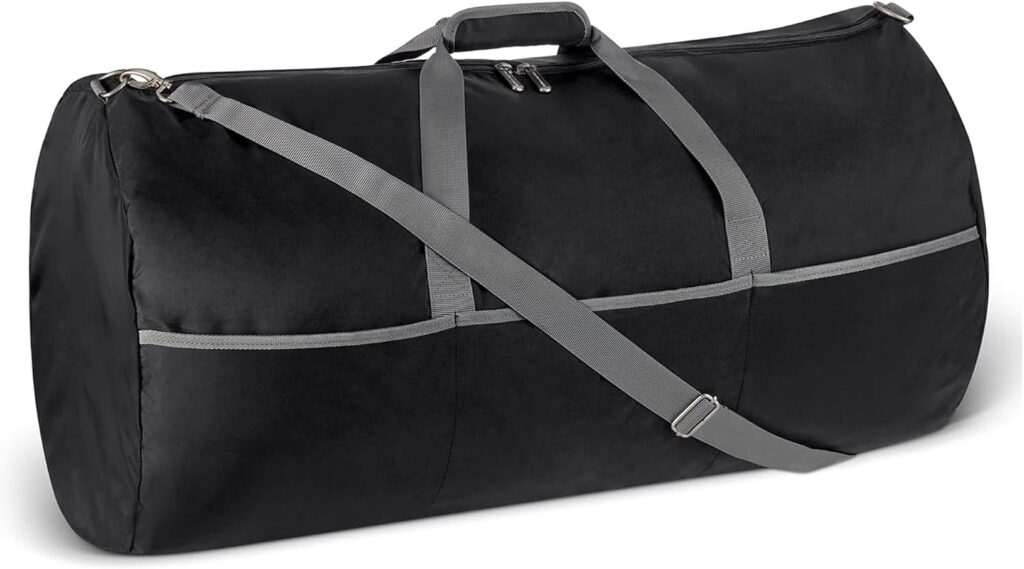 Macuto negro Amazon Essentials plegable de 150 litros con asas, correa y bolsillos