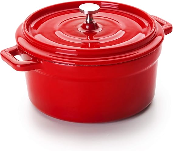 Mini cocotte roja IBILI de hierro fundido esmaltado con tapa y asas