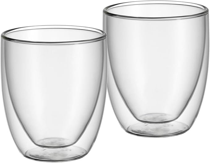 Pareja de vasos WMF Kult transparentes de vidrio de borosilicato y doble pared, sin asas