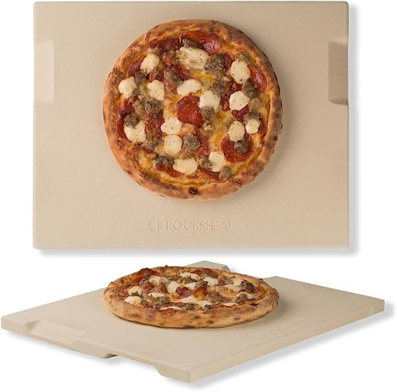 Piedra ROCKSHEAT rectangular de cordierita con cuatro asas para horno y parrilla