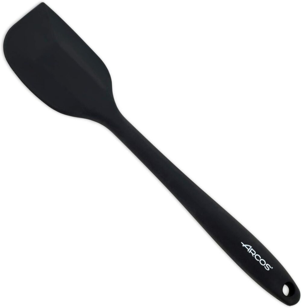 Lengua de silicona ARCOS negra, plana y rectangular, con orificio para colgar