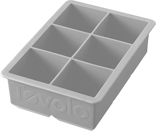 Molde Tovolo King Cube gris de silicona con seis cavidades cuadradas grandes