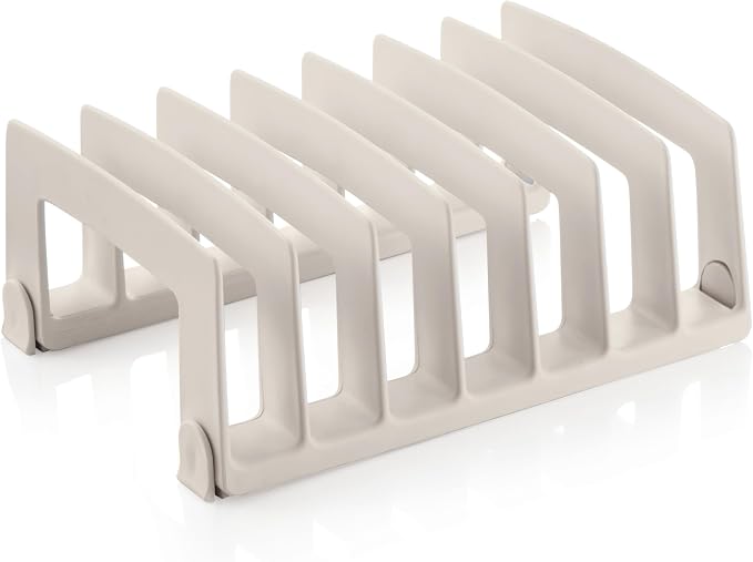 Soporte blanco Tescoma FlexiSPACE con siete ranuras para guardar tapas en vertical
