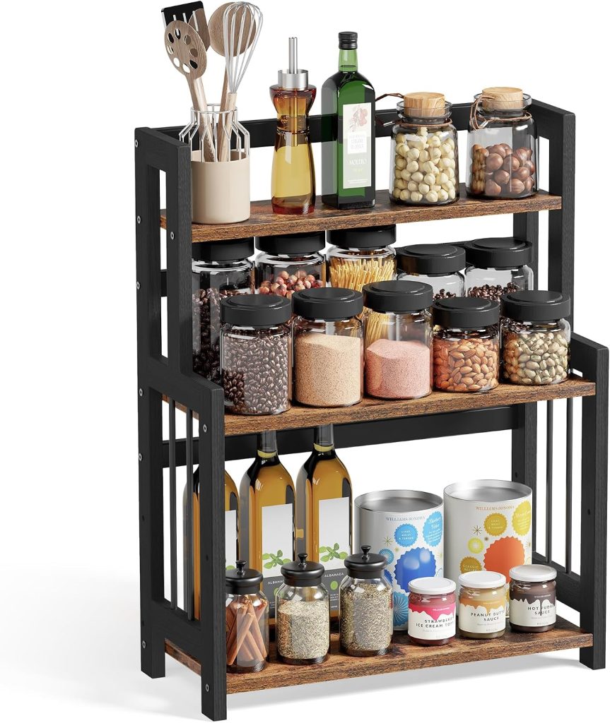 Especiero de cocina: SONGMICS de tres niveles, marrón y negro