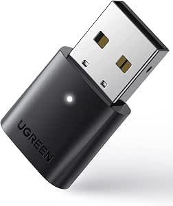 Adaptador USB UGREEN negro Bluetooth 5.0 con luz indicadora
