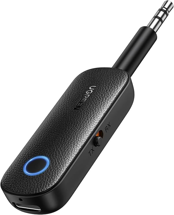 Adaptador UGREEN 2 en 1 con selector TX/RX, cable y jack de 3,5 mm