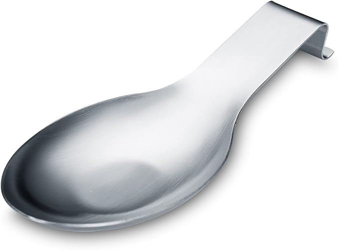 Reposacucharas HOMQUEN de acero inoxidable con cuenco ovalado y apoyo alargado para el mango