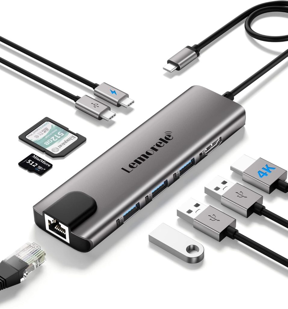 Hub USB-C: Lemorele 9 en 1 con Ethernet y tarjetas