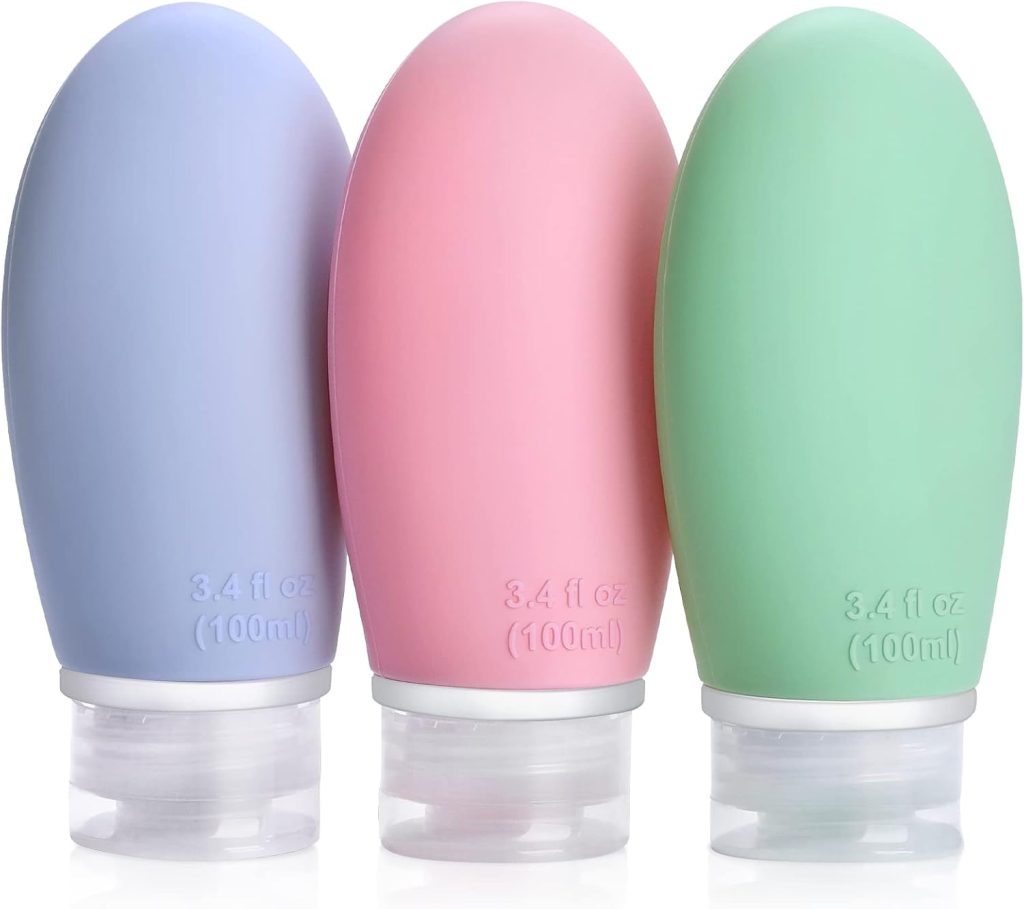 Botellas de viaje rellenables: Opret, tres botellas de silicona de 100 ml