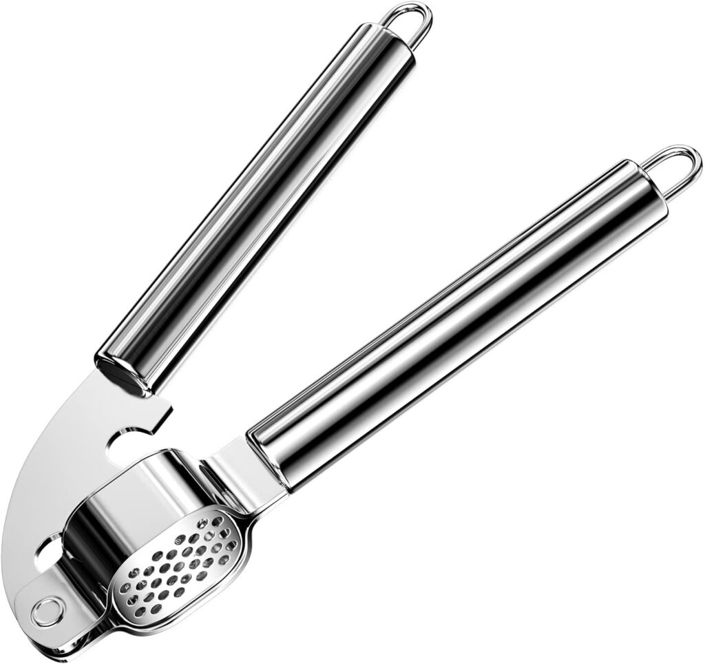 Newaner prensa de ajos 20 cm, plata, cámara extraíble