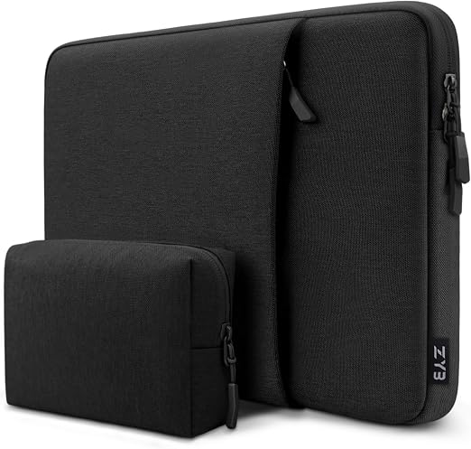 Funda negra ZYB para portátil con bolsillo y bolsa de accesorios