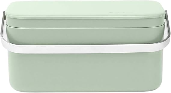 Cubo Brabantia SinkSide verde jade con tapa y asa metálica