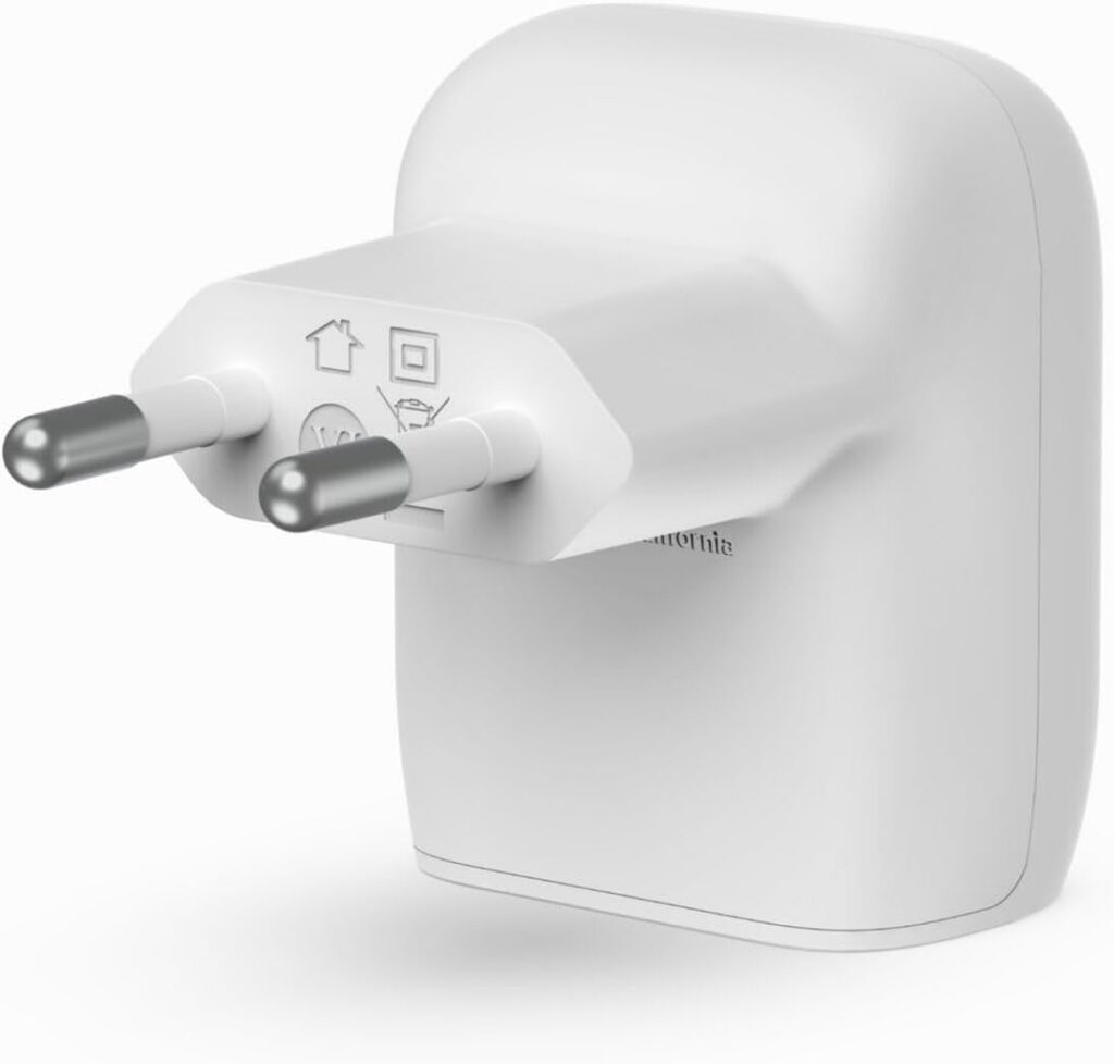 Adaptador Belkin BoostCharge blanco de 20 W con una única toma USB-C