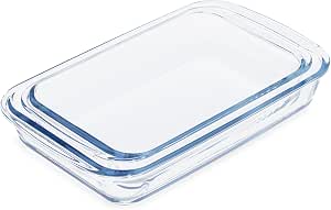 Conjunto Relaxdays de dos fuentes de horno de vidrio transparente en dos tamaños