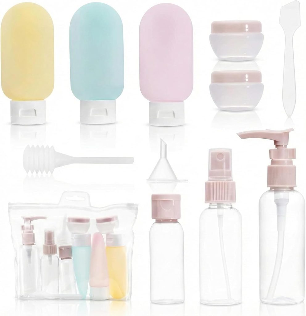 Botellas de viaje rellenables: Carehabi BOTTLE001, kit de formatos variados