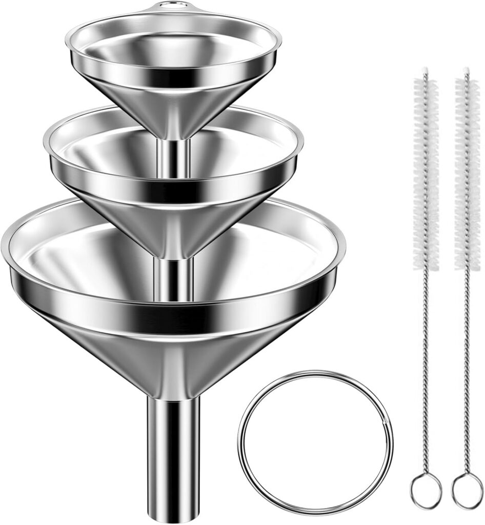 Set Newpop de tres embudos de acero inoxidable con cepillos