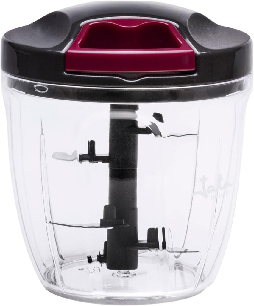 Picadora manual JATA HOGAR HMAQ4506 con cuerda, recipiente transparente y cuchillas
