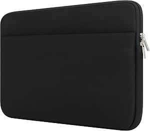 Funda negra acolchada para portátil de 15,6 pulgadas con bolsillo