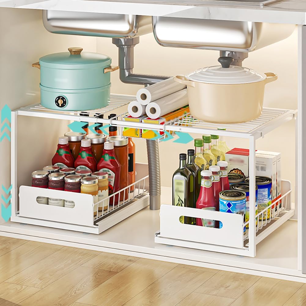 Organizador bajo fregadero: YunNasi A-Estilo, blanco ajustable