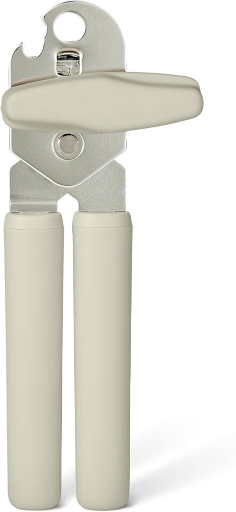Abrelatas Amazon Basics gris lino con dos mangos y manivela de giro