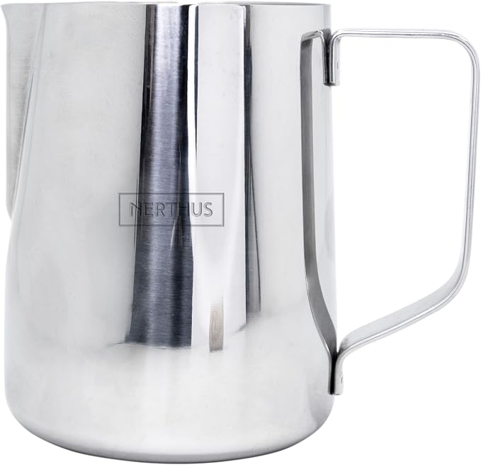 Jarra Nerthus FIH 1458 de acero inoxidable de 600 ml, plateada, con asa y pico vertedor