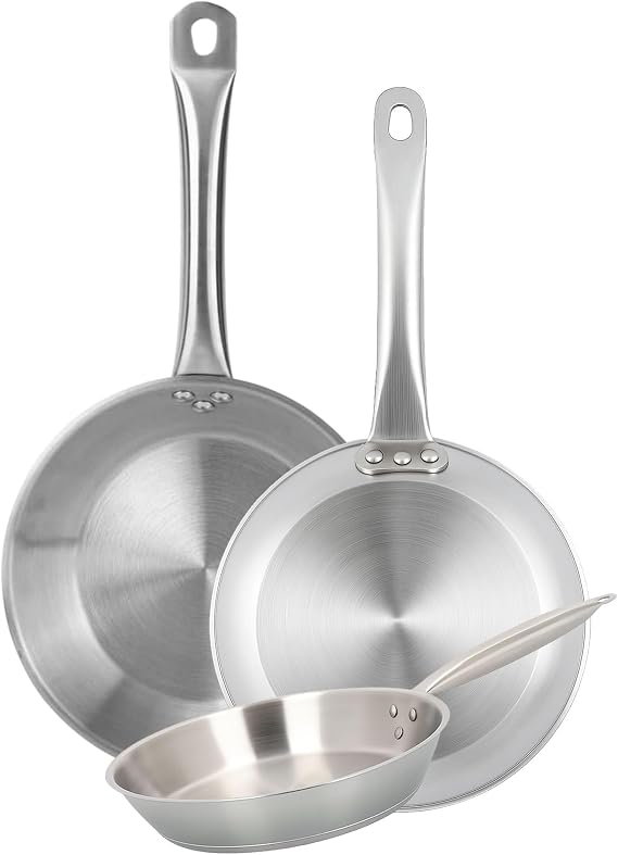 Set Well Home de tres sartenes de acero inoxidable de 20, 24 y 28 cm