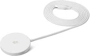 Base Amazon Basics blanca de 25 W con Qi2.2 y cable integrado