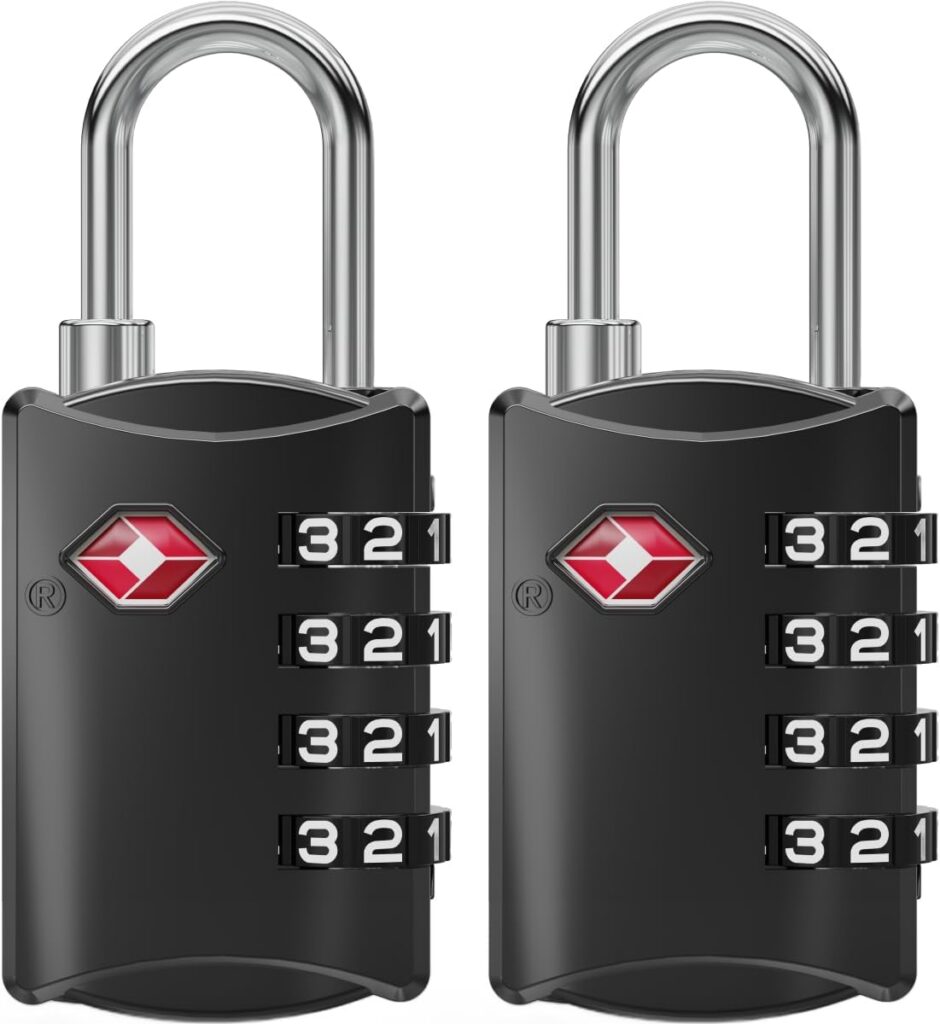Pack de dos candados NovLock negros de cuatro cifras con arco largo