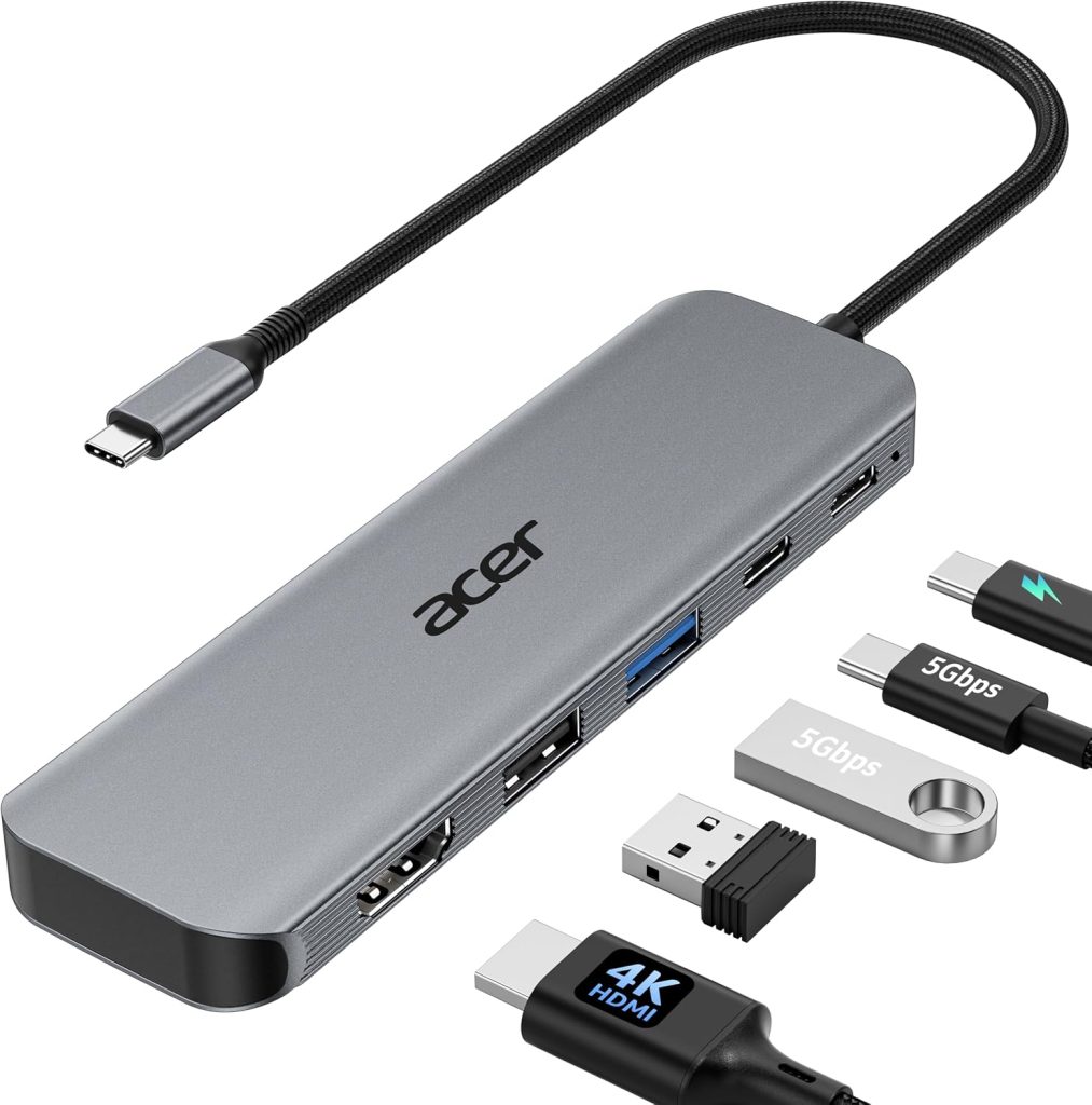 Hub USB-C: Acer 5 en 1 con HDMI 4K a 60 Hz
