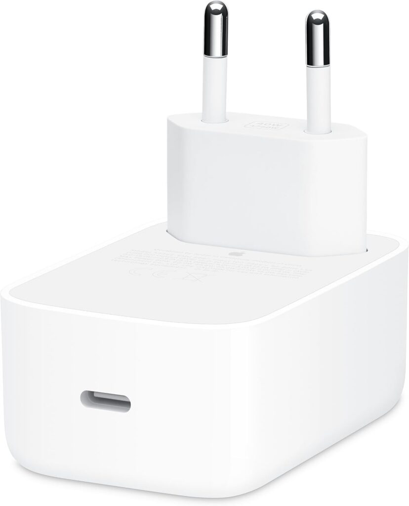 Adaptador Apple blanco de 40 W con potencia dinámica de hasta 60 W y puerto USB-C